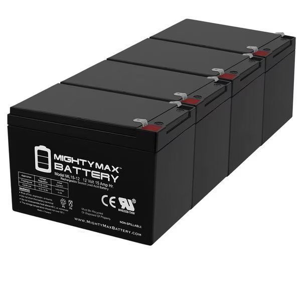 ML15-12 12V 15AH F2 BATTERY REPLACEMENT FOR Scooter Super Turbo800Elite - 4PK, Mighty Max Battery, Mfr#: MAX3439228